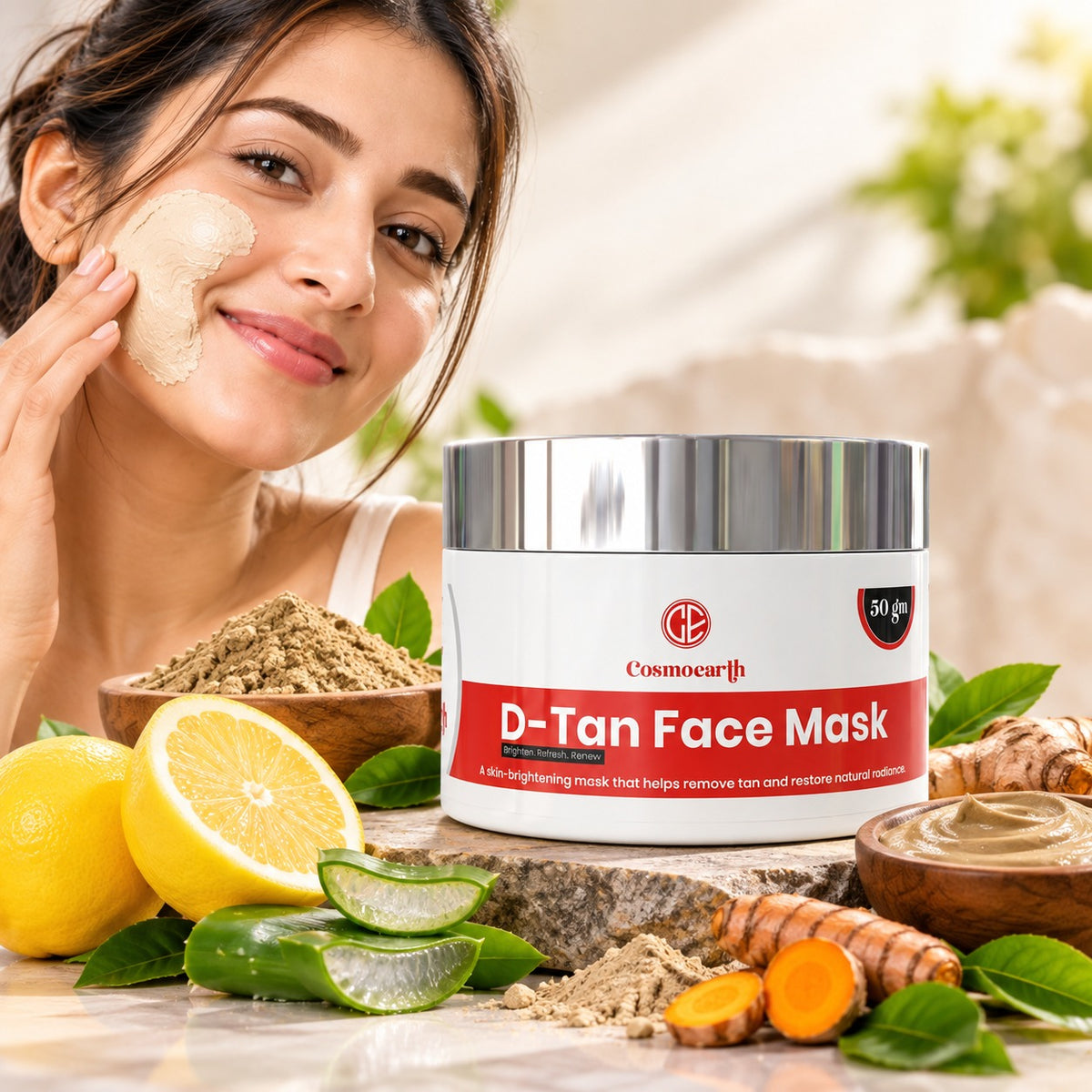 Cosmoearth D-Tan Face Mask – Skin Brightening & Tan Removal – 50 gm