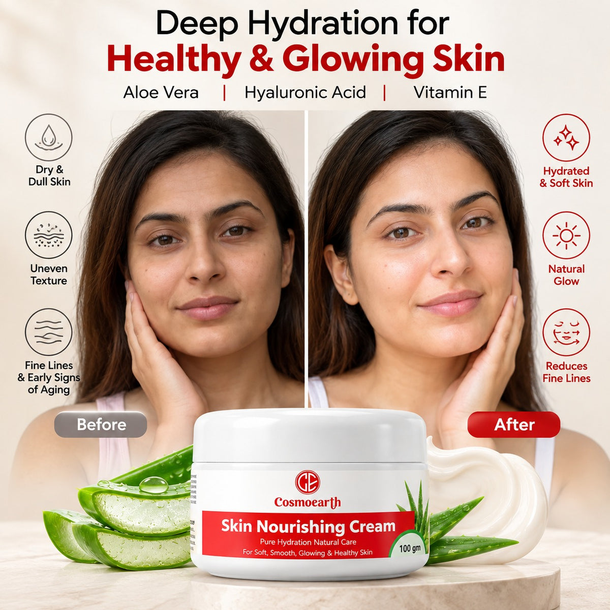 Cosmoearth Skin Nourishing Cream for Deep Hydration & Glowing Skin (100g)